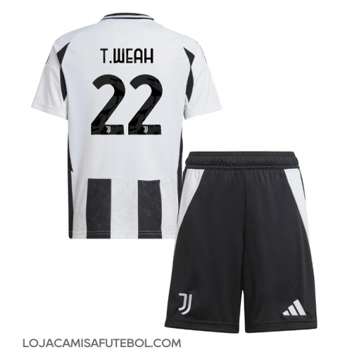 Camisa de Futebol Juventus Timothy Weah #22 Equipamento Principal Infantil 2024-25 Manga Curta (+ Calças curtas)